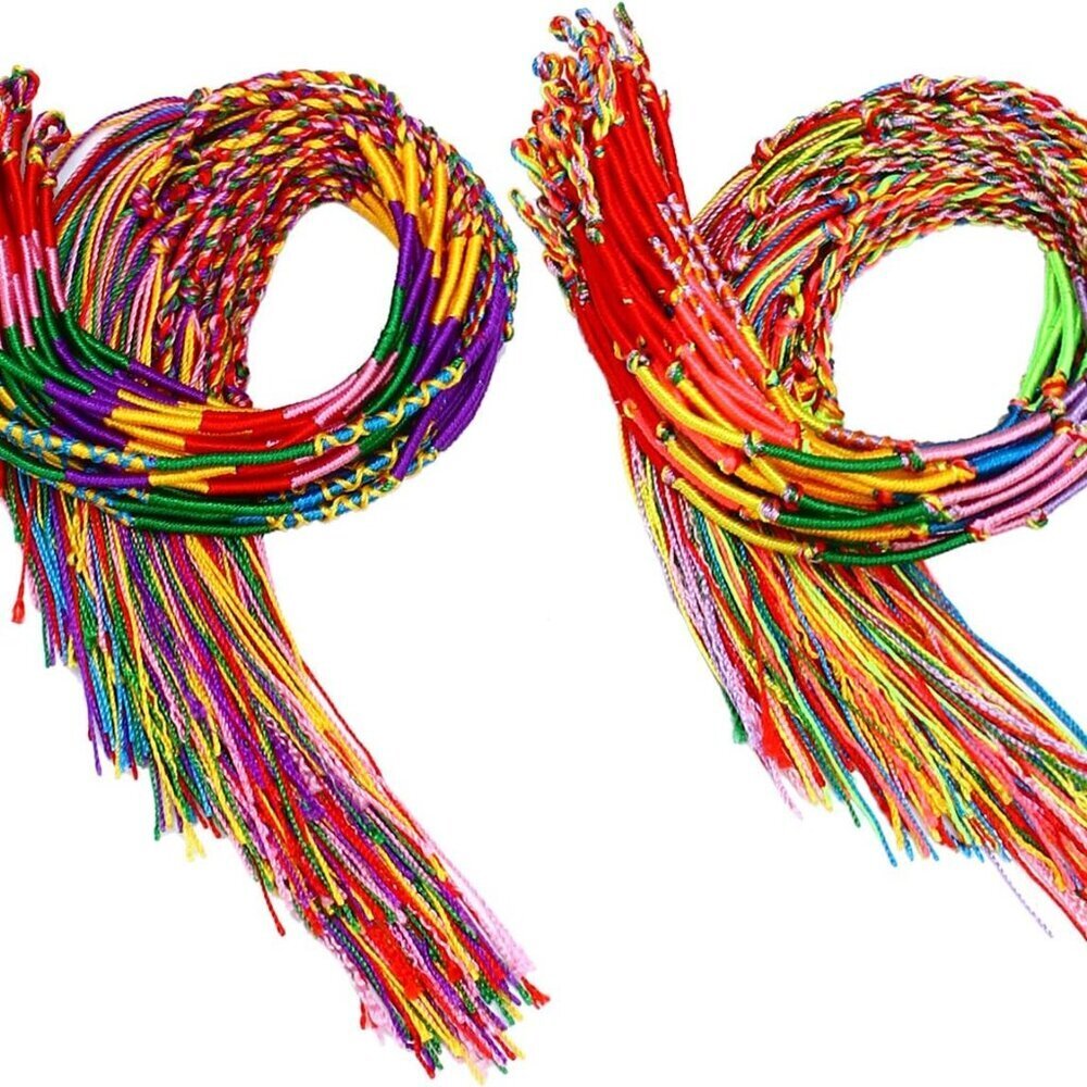 100 Pieces Handmade Braided Bracelets Assorted Colors Friendship Cords Thread Br